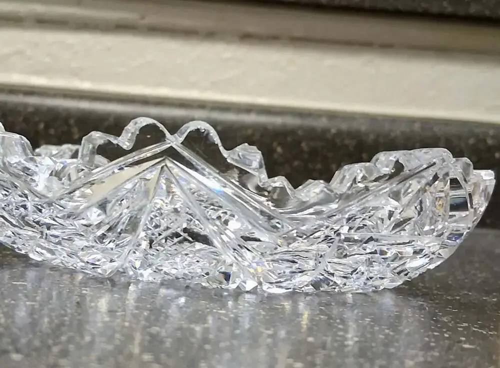 Vintage American Brilliant Period Cut Crystal Star of David Nappy Candy Nut Dish